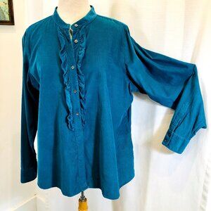 Lands' End Teal Shirt Pinwale Corduroy Size 1X